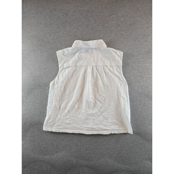 Theory Women's Shrunken Sleeeveless Slub Shirt Nebulas White Organic Cotton Sz M - Picture 1 of 7